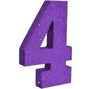 lot 21410 image: TONIFUL 8 Inch Purple Glitter Number 4 Table Centerpiece 0-9 Birthday Party Decorations,Digit 4 for Birthday,Chrismas,Graduation,Bridal Shower,Valentines Day,Anniversary Party Supplies