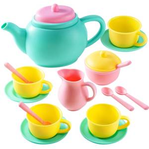 lot 21413 image: JOYIN 18PCS Pretend Play Tea Party Set Play Food Accessories BPA Free, Phthalates Free, Plastic Tea Set, Mini Kitchen for Kids, Gifts for Toddler Boys Girls Ages 3,4,5,6 Years Old