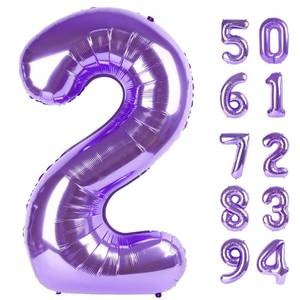 lot 21425 image: Purple 0 Balloon, Number Balloon 40 Inch, Two Balloon Number Birthday Decorations, Second 2nd Birthday Party Supplies, Number 0 Balloon