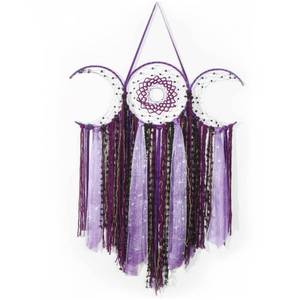 lot 21427 image: ANROYE Purple Triple Moon Goddess Macrame Wall Hanging, Boho Wiccan Crescent Dream Catcher, Bohemian Dreamcatcher for Women,Woven Pagan Tapestry Decor for Bedroom Witch Decoration