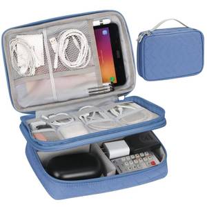 lot 21428 image: FYY Travel Cable Organizer Pouch Electronic Accessories Carry Case Portable Waterproof Double Layers All-in-One Storage Bag for Cord, Charger, Phone, Hard Drive, Black