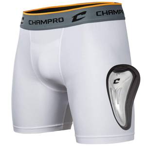 lot 21431 image: Champro Standard Compression Boxer Shorts with Athletic Cup, White, Adult Large