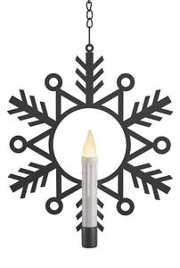 lot 21442 image: Xodus Innovations CW1500A Battery Powered Metal Snowflake Window Wreath with Warm White Flickering Flameless Candle Light and Automatic Timer, Black and White, Single