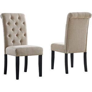 lot 1655 image: Roundhill Furniture Leviton Solid Wood Asons Dining Chair in Tan (Set of 2)