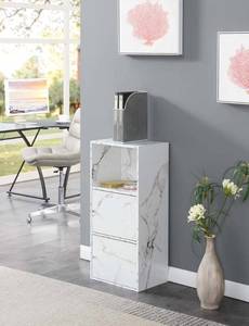 lot 1657 image: Convenience Concepts Xtra Storage 2 Door Cabinet with Shelf White Faux Marble