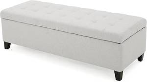 lot 1658 image: Mission Fabric Storage Ottoman, Light Grey