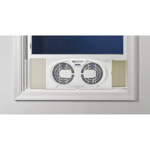 lot 1675 image: Lasko Twin Window Fan for 22 to 32 Windows - Powers On