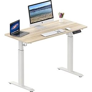lot 4876 image: SHW Memory Preset Electric Height Adjustable Standing Desk, 48 x 24 Inches, Maple (B07XPHQZS3) - Retail $248.87