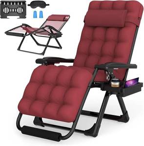 lot 4878 image: Suteck Oversized Zero Gravity Chair,29In XL Lounge Chair wRemovable Cushion&Headrest, Reclining Camping Chair wUpgraded Lock and Footrest, Reclining Patio Chairs Recliner for Indoor Outdoor - Retail $80.99