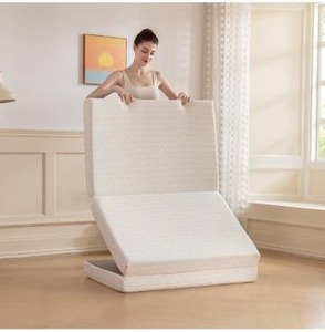 lot 4881 image: MLILY Folding Mattress, 3 inch Single Tri-fold Memory Foam Mattress, Foldable Mattress with Storage Bag and Washable Cover, Travel and Gue - Retail $54.99