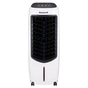 lot 4887 image: Honeywell TC10PEU Compact Evaporative Tower Air Cooler with Fan and Humidifier, Washable Dust Filter, 194 CFM - 2.6 Gallon Tank, White - Retail $189.95