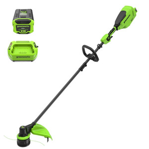 lot 4893 image: Greenworks 60V 16 Carbon Fiber Shaft String Trimmer with Charger - Retail $198.00