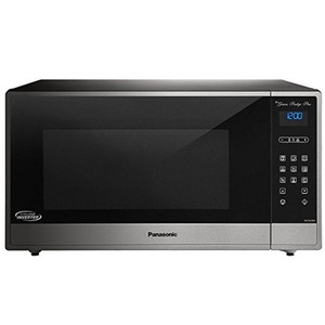 lot 5575 image: Panasonic 1.6 Cu Ft Cyclonic Inverter Microwave Oven - Silver - SE785S Countertop, 1250W, Child Lock, 10 Power Levels RETAILS $371.00