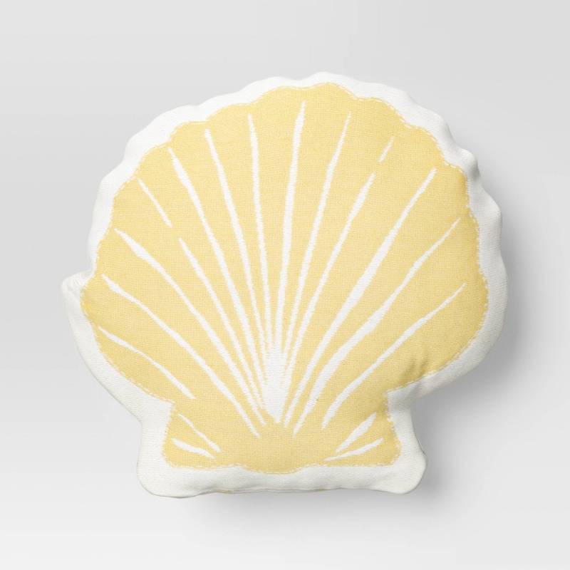 lot 2848 image: 2 units - Seashell Shaped Throw Pillow Yellow - Room Essentials Indoor Cotton &amp Polyester, Beachy Decor