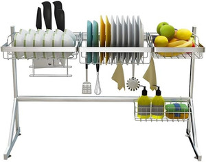 lot 3941 image: Dish Drying Rack Dish Rack,Dish Drying Rack,Stainless Steel Drainer Display Shelf,Countertop Space Saver Stand Tableware Organizer with Utensil Holder