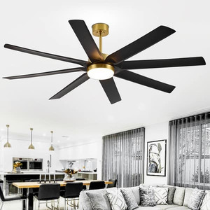 lot 5719 image: 70-In Morden Large Ceiling Fan with Light Remote(8-Blade) RETAIL $158.99