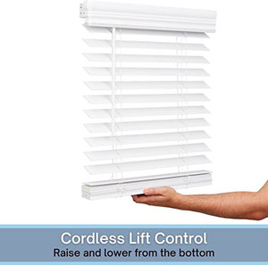 lot 5725 image: 2 Cordless Faux Wood Blind - Bright White RETAIL $67.99