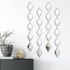 lot 5727 image: Qunclay Teardrop Mirror Wall Art Decorative Mirror Wall Decor Long Narrow Wall Art for Apartment Living Room Bathroom Bedroom Entryway