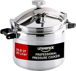 lot 5737 image: Universal Large 15.8 Quart  15 Liter Professional Pressure Cooker, Heavy-Duty Aluminum Construction with Multiple Safety Systems, Commercial Canner Ideal for Industry Usage RETAIL $112.00
