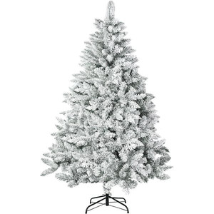 lot 6034 image: Suncrown 6ft7ft Artificial Snow Flocked Christmas Tree with Metal Stable Stand Base for Indoor and Outdoor Holiday Decoration - 7 Foot - White Tree - Retail $63.95