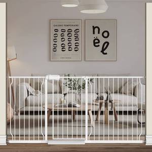 lot 6036 image: TSAYAWA Extra Wide Baby Gate With Door - Walk Through Large Long Child Gates For Stair Doorway - Indoor Outdoor Safty Gate For Toddler
