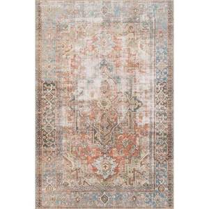 lot 10010 image: Loloi Rugs Loren 8 4 x 11 6 Printed Polyester Rug in Terracotta and Blue&nbsp