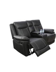 lot 10016 image: Black Semi PU Synthetic Leather Love Seat (Black,GS4789-L)