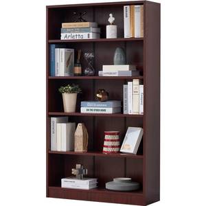 lot 10023 image: Farini Mahogany Bookshelf for Bedroom 5 Shelf Office Bookcase 60 Inches Tall Modern Wood Bookshelf for Living Room 5 Tier Wide Manga Bookshelf Library Bookcase -