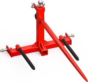 lot 10025 image: YITAMOTOR 3 Point Trailer Hitch with 2 Inch Receiver, 49 Hay Bale Spear &amp 2 Stabilizer Spears with Trailer Gooseneck Ball Drawbar for Category 1 Tractor, 3000 lbs Capacity - Retail $213.2MISSING PIECES, SEE PICTURE
