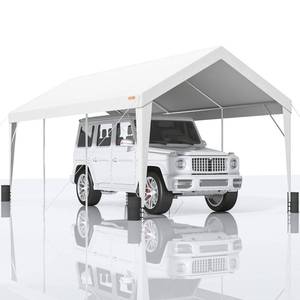 lot 10028 image: VEVOR Upgraded 10x20 ft Heavy Duty Carport Car Canopy, Car Port Garage Boat Shelter Party Tent with 8 Reinforced Poles and 4 Weight Bags, UV Resistant Waterproof Tarp for SUV, Truck, Boat&nbsp