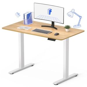 lot 10029 image: FLEXISPOT Standing Desk Adjustable Height Whole Piece 48 Inch Desk Board Computer Desk for Home Office Stand up Desk Maple&nbsp