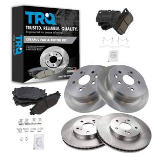lot 10039 image: TRQ Front and Rear Brake Pad &amp Rotor Kit Brake Pads Brake Rotor Ceramic Compatible with 2006-2008 Lexus IS250&nbsp