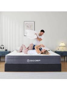 lot 10041 image: Queen Size Mattress, 10 Inch Queen Mattress, Hybrid Mattress in a Box with Independent Spring, Soft and Comfortable, Pressure Relief, CertiPUR-US Certified, Medium