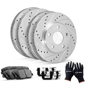 lot 10062 image: R1 Concepts Front Rear Brakes and Rotors Kit Brake Pads Ceramic Brake Pads and Rotors Hardware Kitfits 2008-2012 Honda Accord EX EX-L, 2009-2014 Acura TSX