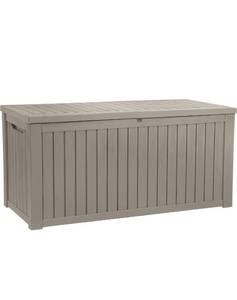 lot 10064 image: YITAHOME 180 Gallon Large Outdoor Storage XL Deck Box wDivider for Patio Furniture,Outdoor Cushions, Garden Tools, Sports Equipment and Pool Supplies, Waterproof, Resin, Lockable, Taupe