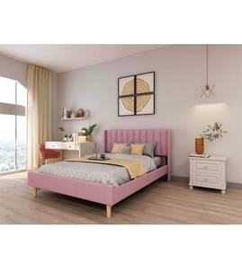 lot 10084 image: Low Profile Upholstered Platform Bed,Queen Beds with Pink(Velvet)