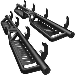 lot 10201 image: YITAMOTOR Running Boards &amp Side Steps Compatible with 2019-2025 Chevy SilveradoGMC Sierra 1500 Crew Cab, 2020-2025 2500HD 3500 HD, Black Powder Coated Nerf Bar with Two-Stair&nbsp