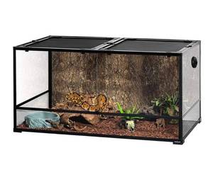 lot 10210 image: REPTI ZOO 120 Gallon 48 x 24 x 24 Large Glass Reptile Snake Terrarium, Tall & Wide Reptile Habitat Tank with Sliding Door Screen Ventilation RK0240