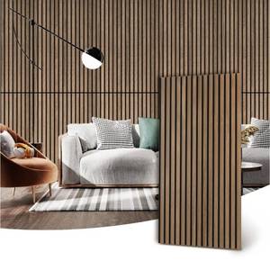 lot 10213 image: Wood Slat Wall Panel  4 Pcs Soundproof Wall Panels 48 x 24.5 Wood Wall Panels 3D Sound Dampening Panels Wall Decoration - Walnut