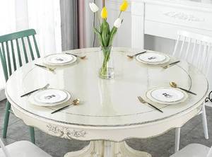lot 10215 image: Deep Dream 1.5mm Thick 64 Inches Clear Round Table Protector, Round Table Cover, Tablecloth Protector, Table Protector for Dining Room Table & Office