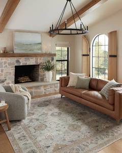 lot 10219 image: Loloi Magnolia Home by Joanna Gaines Millie Collection MIE-02 SkyGold 9-6 x 13-1, .25 Pile Height, Area Rug Visible Dirt