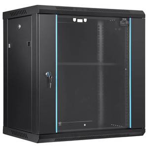 lot 10221 image: VEVOR 12U Wall Mount Network Cabinet, 15.5 Deep Server Rack Cabinet Enclosure, 200 lbs Max. Ground-Mounted Load Capacity, with Locking Glass Door Side Panels, for IT Equipment, AV Devices -&nbsp