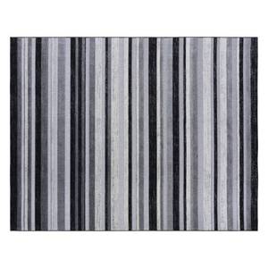 lot 10222 image: Gertmenian Textured High Low Indoor Outdoor Area Rug, Fade &amp UV Resistant, Stripes Black White Grey, 9x13 Extra Large, 22427