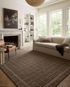 lot 10223 image: Loloi Chris Loves Julia x Bradley Collection, Cocoa &amp Cocoa, 7-9 x 9-9 Area Rug � Classic Striped Area Rugs for Living Room, Bedroom, Entryway &amp Hallway, High Traffic Area Home Decor Rug
