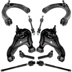 lot 10229 image: TRQ Front Steering & Suspension Kit Control Arm with Ball Joint Sway Bar Stabilizer Link Tie Rod Compatible with 2006-2010 Dodge Ram 2500 Ram 3500