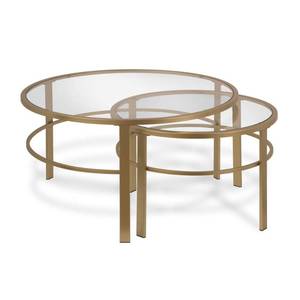 lot 10230 image: Henn&ampHart Round Nested Coffee Table in Brass, Coffee Table coffee tables for living room, studio apartment essentials&nbsp