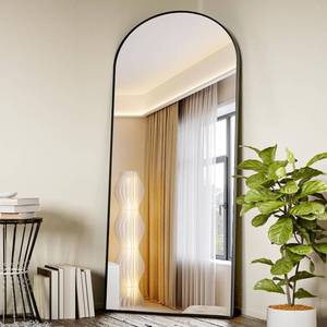 lot 10234 image: Koonmi Arched Full Length Mirror, 71x26 Full Body Floor Mirror Standing Hanging or Leaning Wall, Full Body Mirror with Stand, Aluminum Alloy Thin Frame for Bedroom Living Room, Black -&nbsp