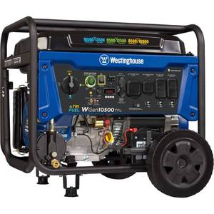 lot 10242 image: Westinghouse Outdoor Power Equipment 13500 Peak Watt Tri-Fuel Home Backup Portable Generator, Remote Electric Start, Transfer Switch Ready, Gas, Propane, and Natural Gas Powered -
