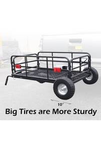 lot 10261 image: MaxxHaul 50243 Foldable Hitch N Roll Cargo Carrier Cart With Quick Detachable Basket Rack With 10 inch Flat Free Tires for Home Camp Travel Ranch SUV Up to 400 lb. Capacity