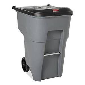 lot 10263 image: Rubbermaid Commercial Products BRUTE Rollout TrashGarbage CanBin with Wheels, 95 Gal, Gray, for RestaurantsHospitalsOfficesBack of HouseWarehousesHome